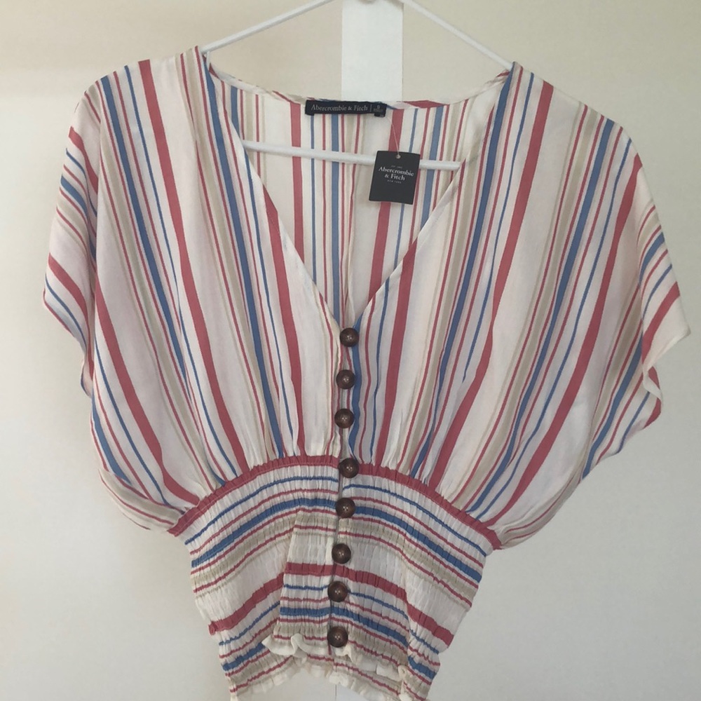 Stripped Linen Top with Buttons
